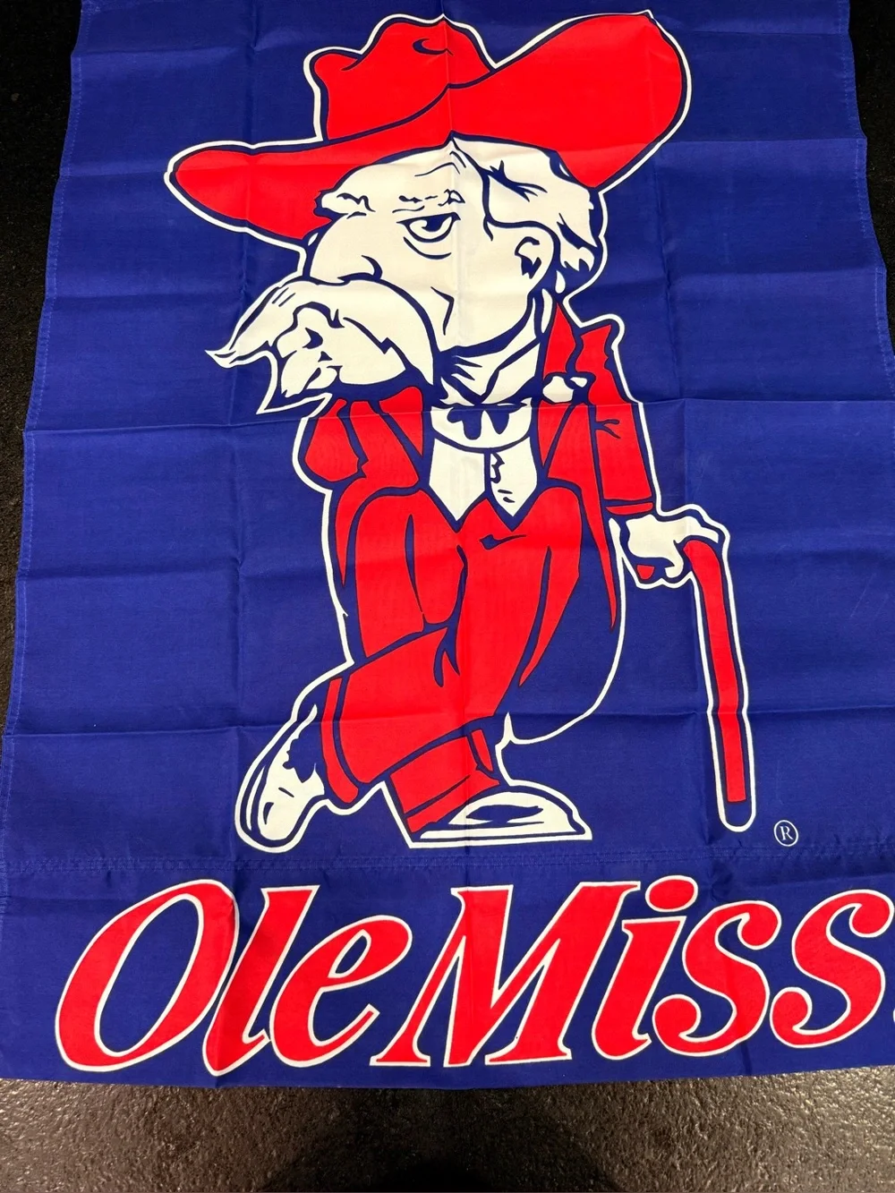 🏈 Ole Miss Rebels Vintage Banner Outdoor Flag Colonel Col Reb 43.5X27  red blue